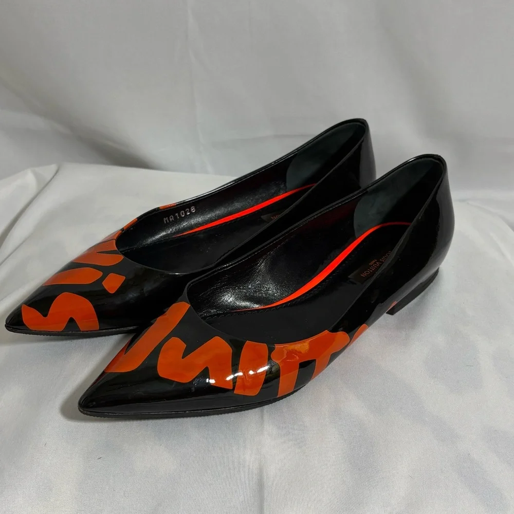 Louis Vuitton Limited Edition Stephen Sprouse Black/Orange Graffiti Flats
